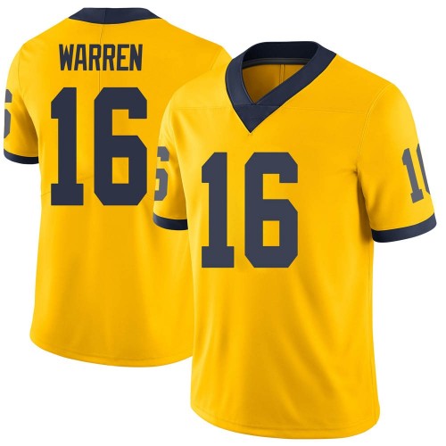 Davis Warren Michigan Wolverines Men's NCAA #16 Maize Limited Brand Jordan College Stitched Football Jersey ILM3454OE